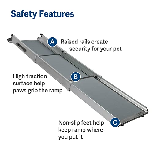 X-Large 47 in. - 87 in. Portable Lightweight Aluminum Pet Ramp P441