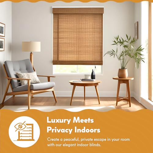 Cordless Bamboo Roman Shades - Driftwood - 28.5 in. W x 64 in. L O624359