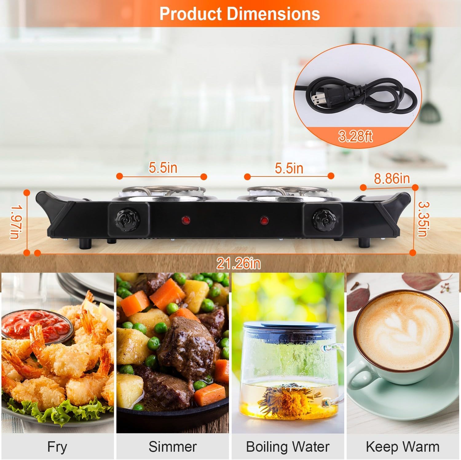 2000W Portable Double Coil Electric Hot Plate B7435