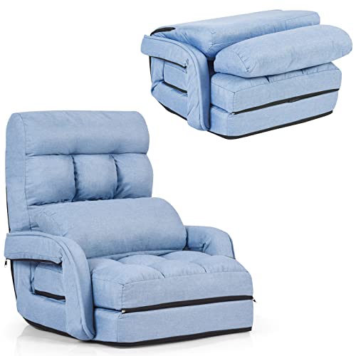 Grey Folding Chaise Lounge Sofa with Adjustable Backrest N54742