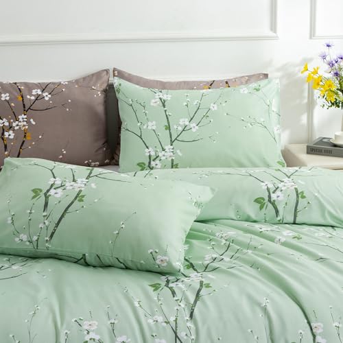Queen Fluffy Soft Microfiber Floral Comforter Set with 2 Pillowcases D3769