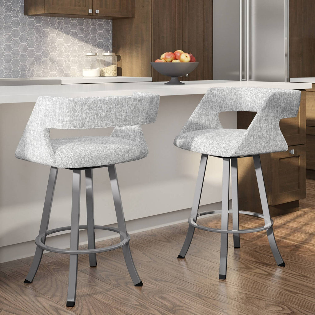 Soft Gray White Swivel Counter Stool H566