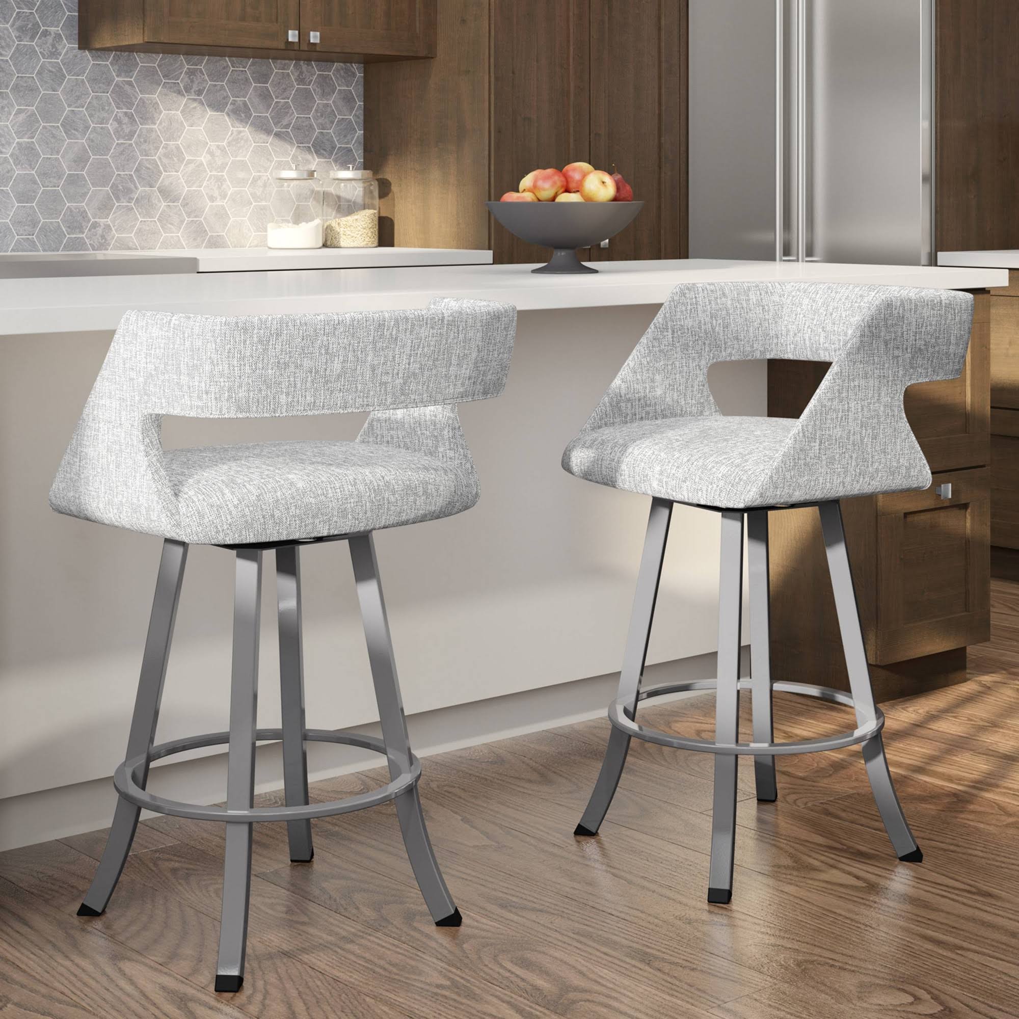 Soft Gray White Swivel Counter Stool H566
