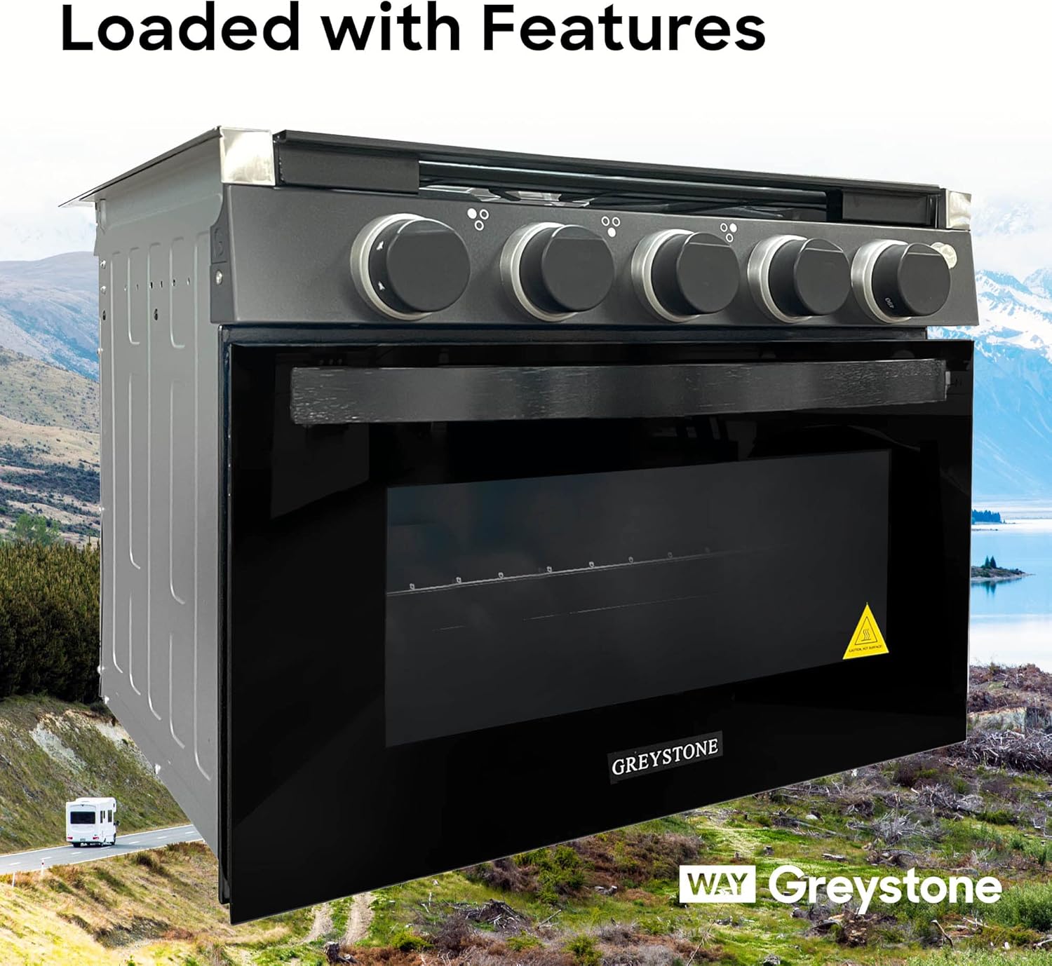 21 Inch 3 Burners RV Gas Range Stove and Oven Combo, Stainless Steel Trim with Black Fixtures C581330