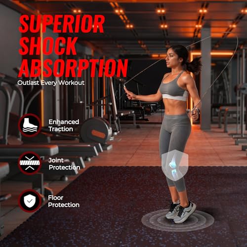 0.56'' Thick 24 Pcs 96 Sq Ft Rubber Top Exercise Equipment Mats, Black V52987