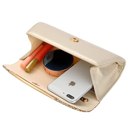 Gold Clutch Evening Bag with Chain Z5451