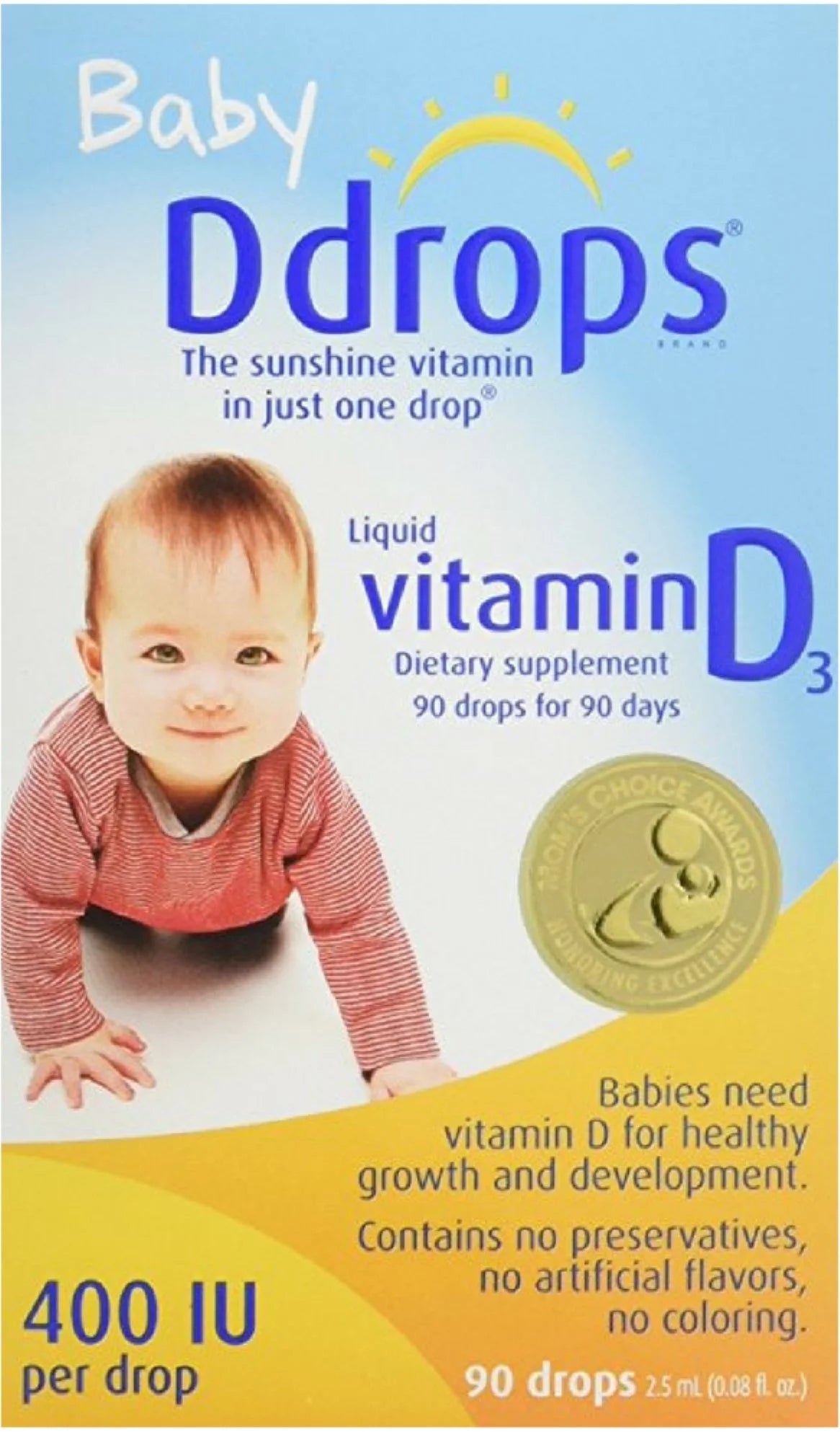 Baby Liquid Vitamin D3 400 IU 2.5 oz (90 drops) Pack of 2 P9257