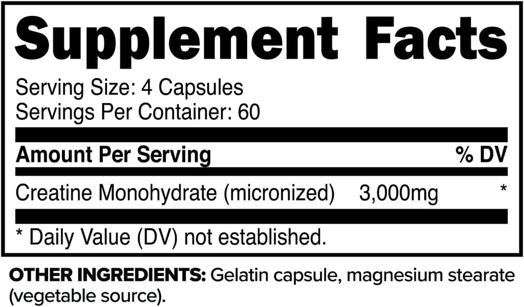 Creatine Monohydrate Capsules, 240 Capsules H248