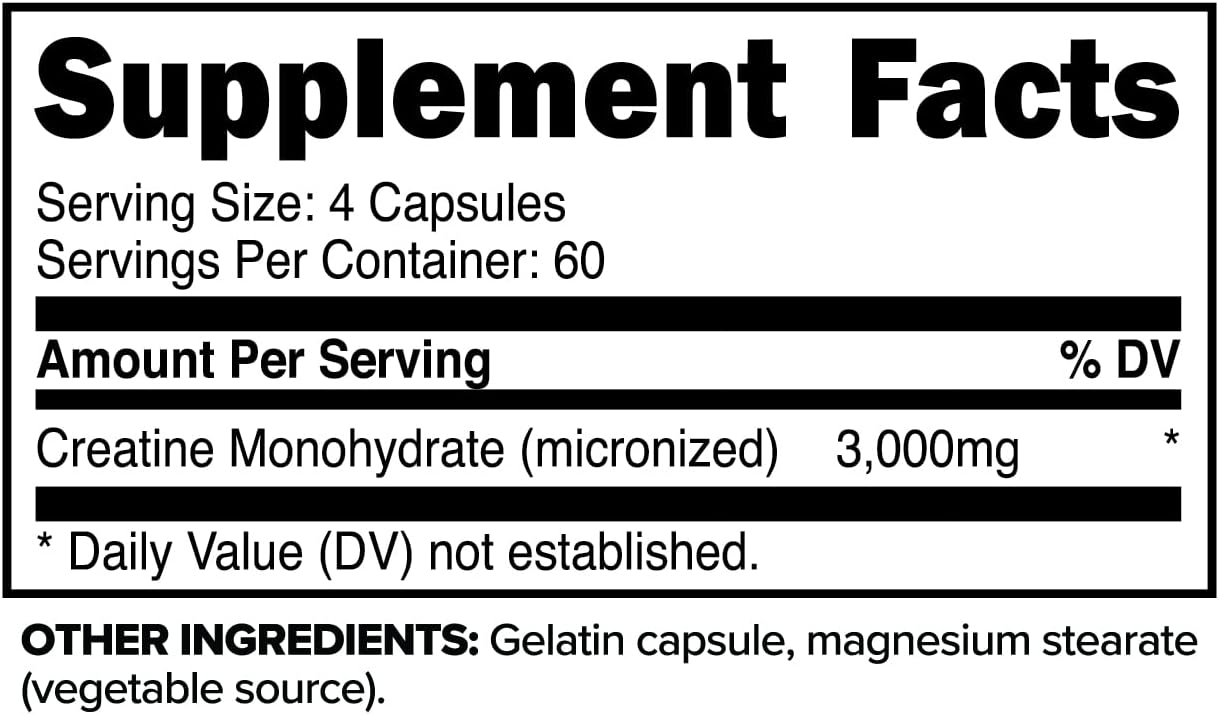 Creatine Monohydrate Capsules, 240 Capsules H248