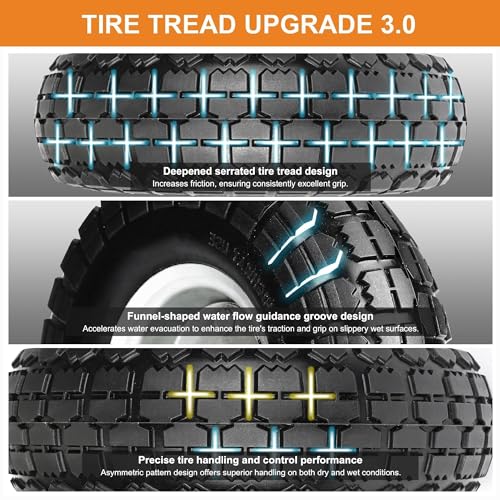 10 Inch 2 Pack Solid Rubber Flat Free Tire and Dolly Wheel with 5/8" Axle L351886