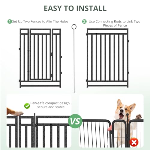40" Height 16 Panels Metal Dog Playpen Black-Silver J10519