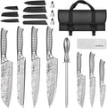 12 Pcs Japanese Stainless Steel Kitchen Knife Set with Storage Bag and Sharpening Rod B722747