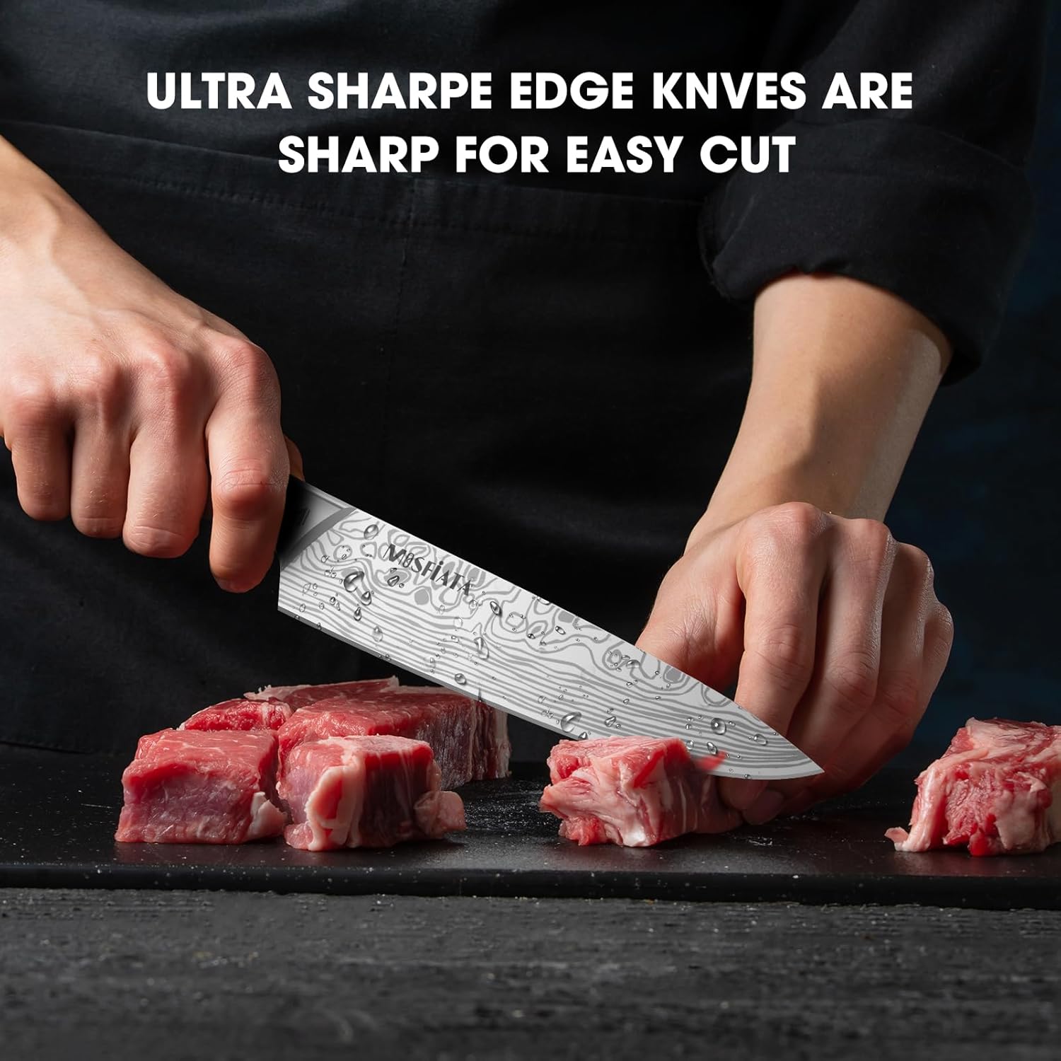 12 Pcs Japanese Stainless Steel Kitchen Knife Set with Storage Bag and Sharpening Rod B722747