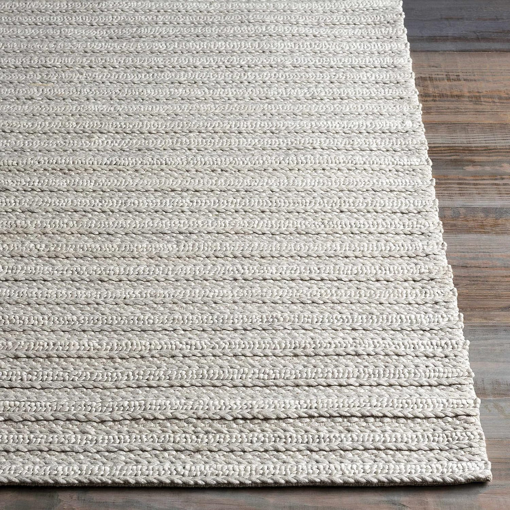 Wool & Viscose Bohemian Area Rug, Ivory, Beige, Cream, Grey, 10' x 14' D92787