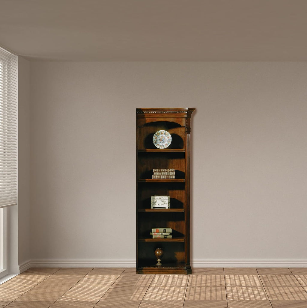 Old World Walnut Right Pier Bookshelf with 5 Storage Shelves M9920