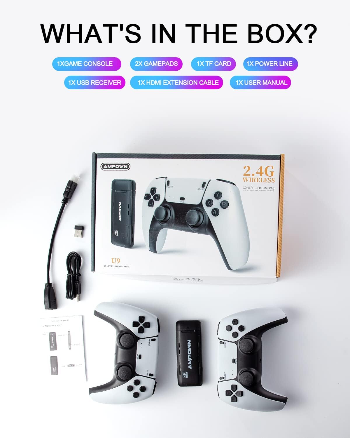 Retro Game Console with 2.4G Wireless Joystick Controller R4484