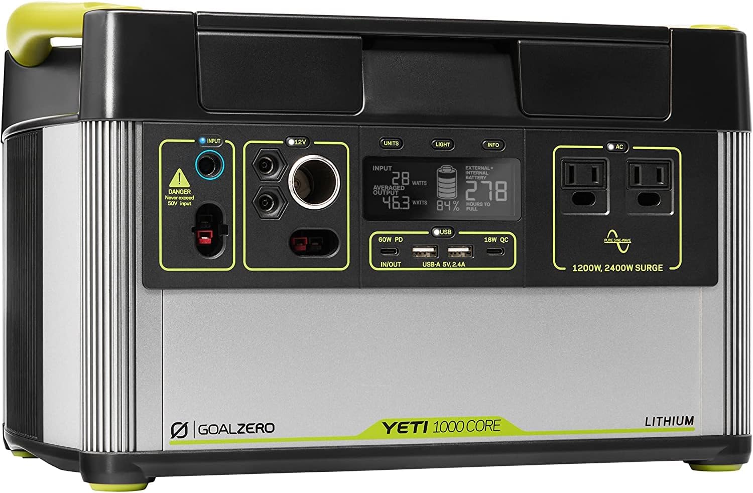 Portable Power Station, 1,000 W, Solar-Powered Generator R688674