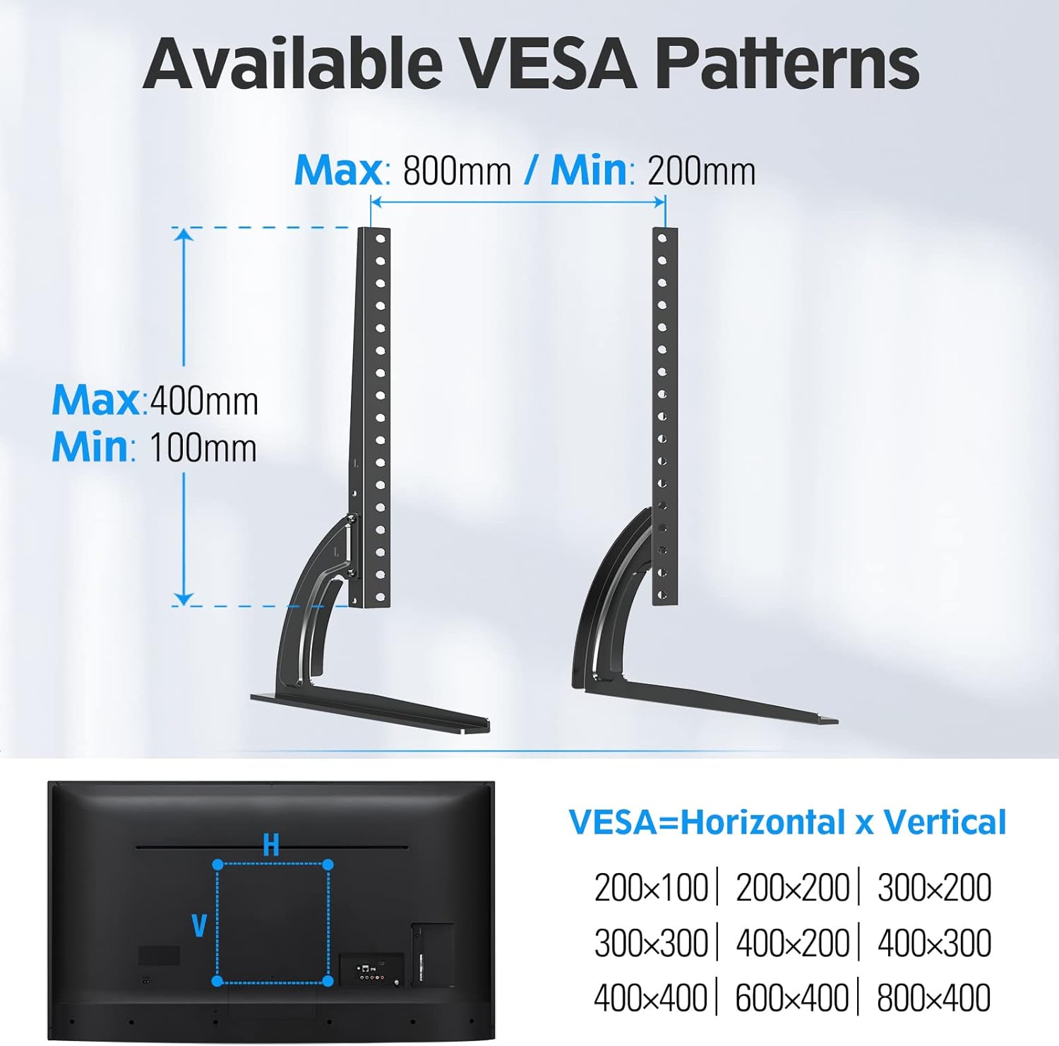 Universal Table Top TV Stand for 27-55 Inch LCD LED Flat Screen TVs, VESA 800x400mm, Holds up to 88lbs N2806
