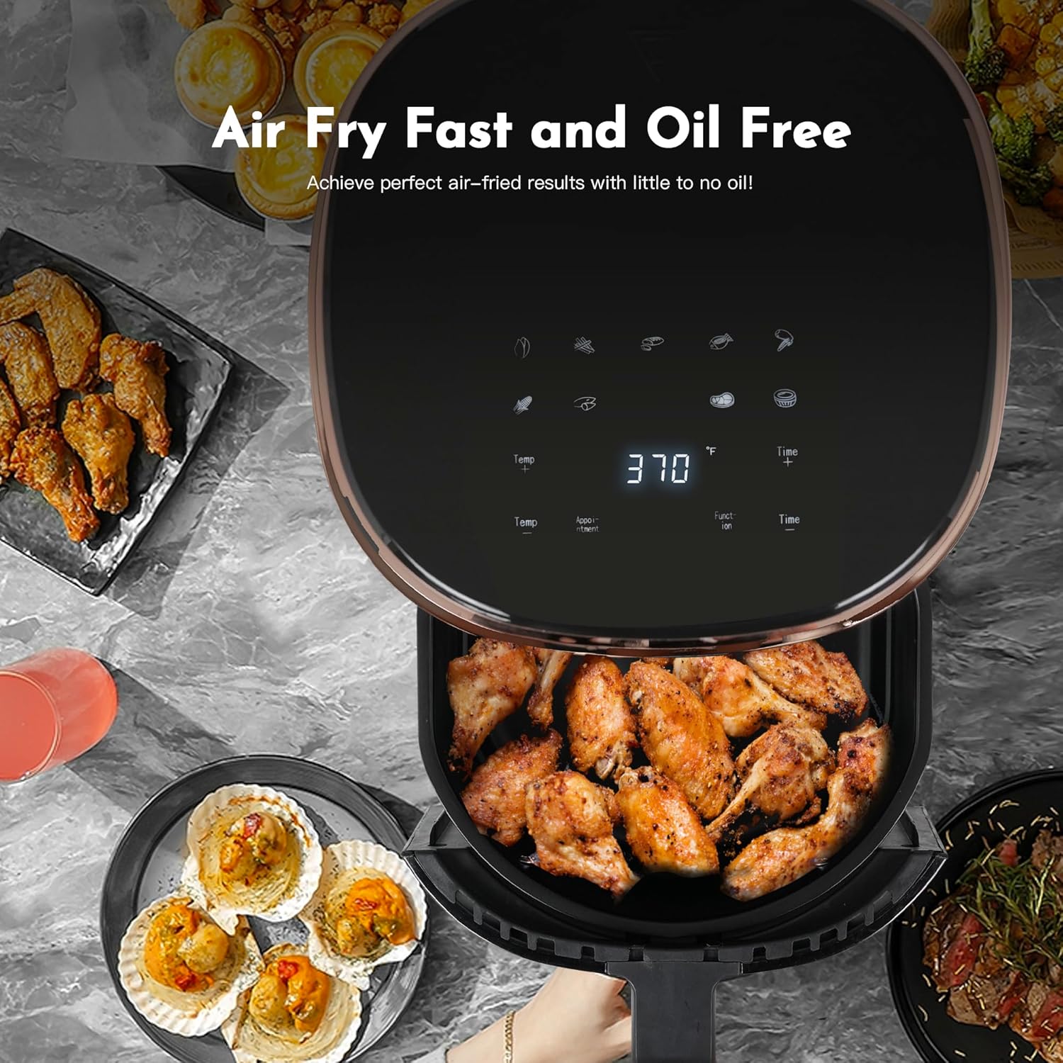 Compact 3.6 Qt 9-in-1 Digital Air Fryer with Baking Pan I7154