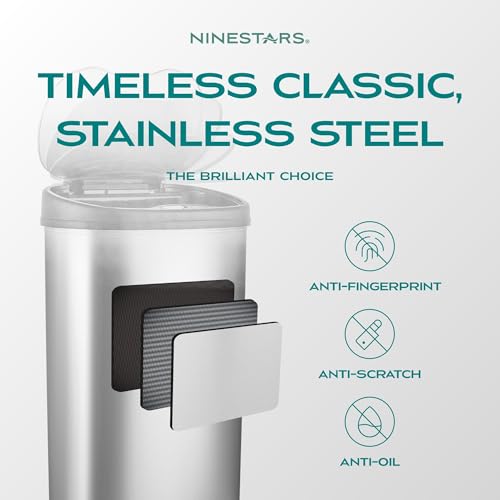 Stainless Steel Motion Sensor Trash Can, 50liters, Silver C12106