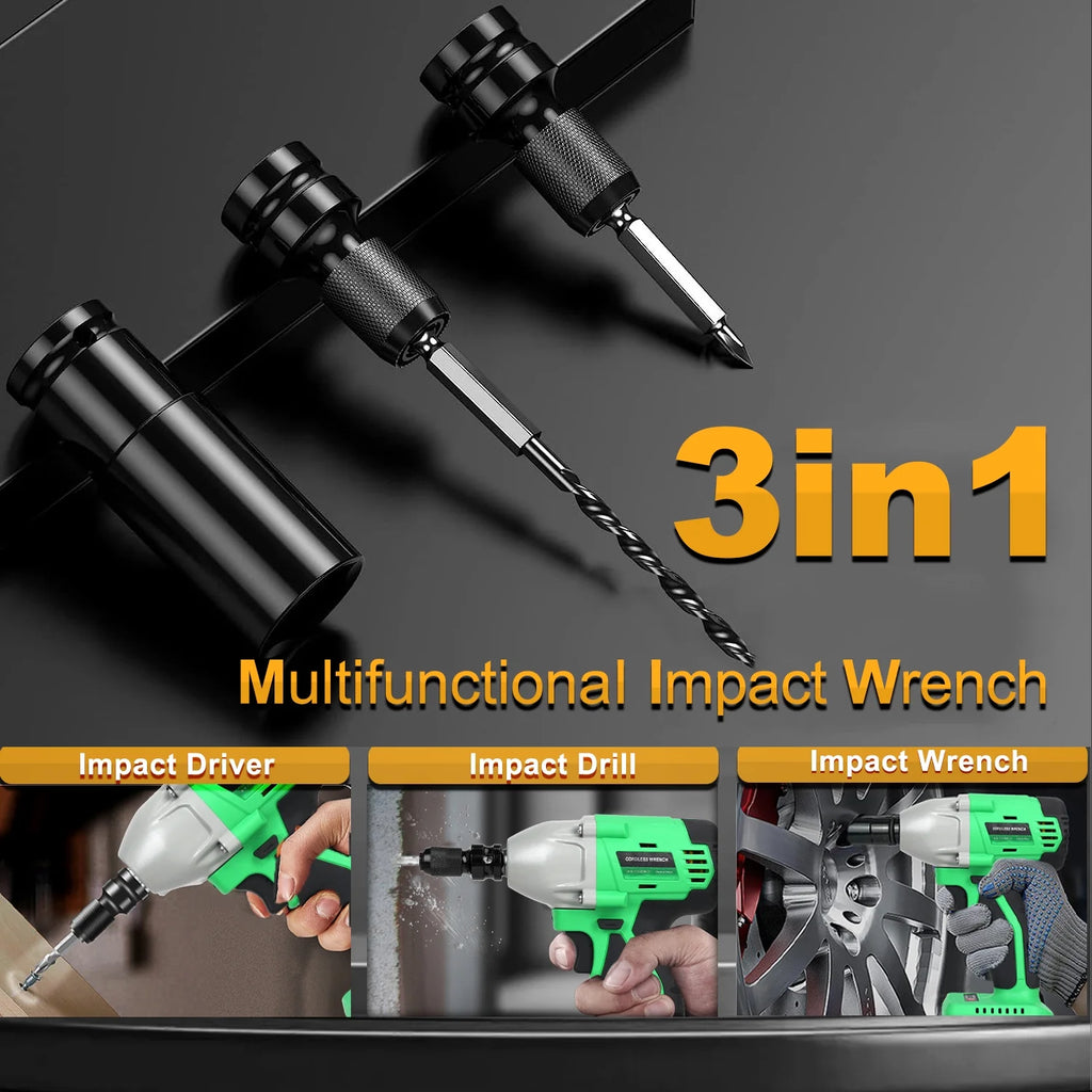 Cordless Impact Wrench 1/2 430N.m 2400 RPM Brushless with 4000 mAH Battery Fast Charger 6 Sockets Tool Bag F383846