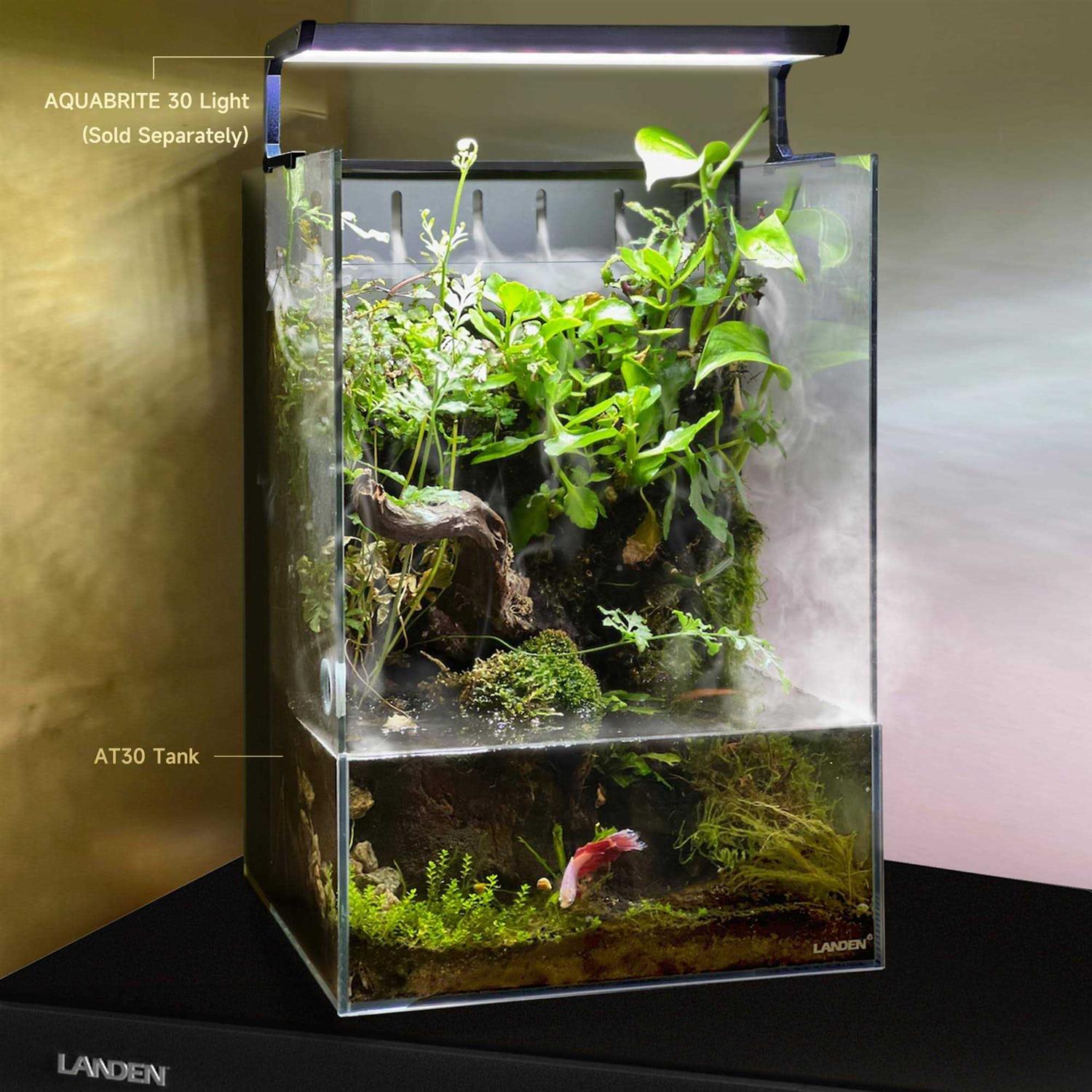 Aqua Terra Tanks Terrarium All in One, Integrated Paludarium, Light, Water Pump, Mist-Flower and Mat Included, Waterfall and Rain Forest Z453258