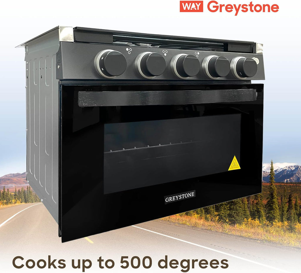 21 Inch 3 Burners RV Gas Range Stove and Oven Combo, Stainless Steel Trim with Black Fixtures C581330