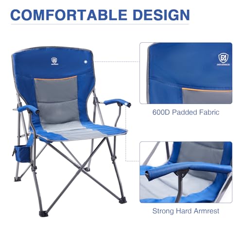 Folding Camping Chair with Padded Hard Armrest Carry Bag Cup Holder F97537