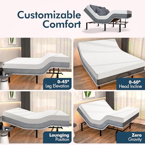 Queen Adjustable Bed Frame with Mattress Included Cooling Gel Memory Foam Mattress K12883
