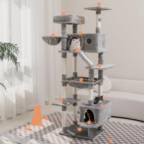 Beige Large Cat Tree with Sisal Scratching Posts and Padded Plush Perch P52740