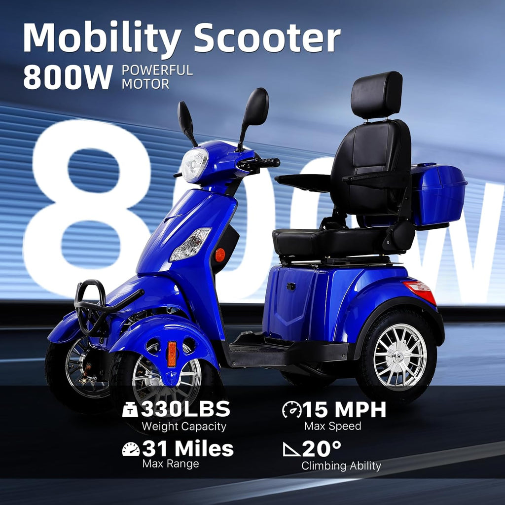 Blue 4-Wheel All Terrain Electric Mobility Scooter Z976835