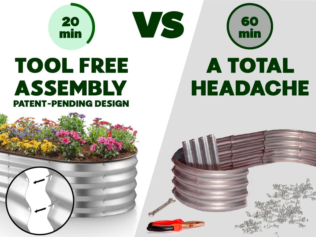 Galvanized Raised Garden Beds Outdoor 8×4×1 ft Planter Large Metal Garden Box Silver K439591