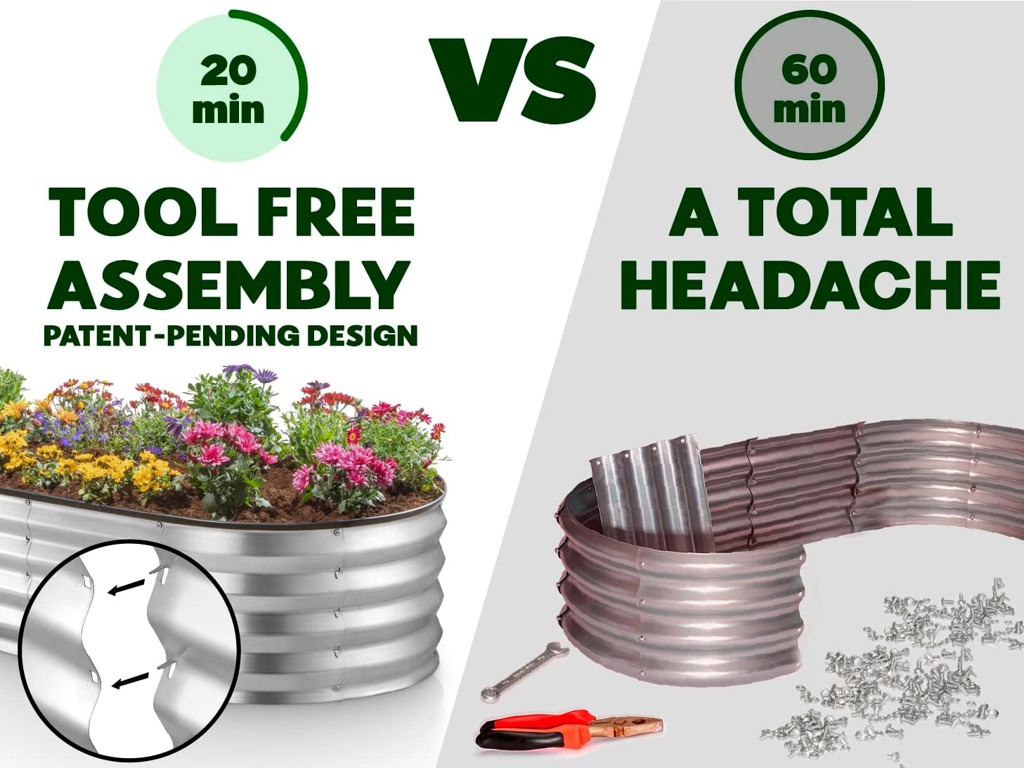 Galvanized Raised Garden Beds Outdoor 8×4×1 ft Planter Large Metal Garden Box Silver K439591