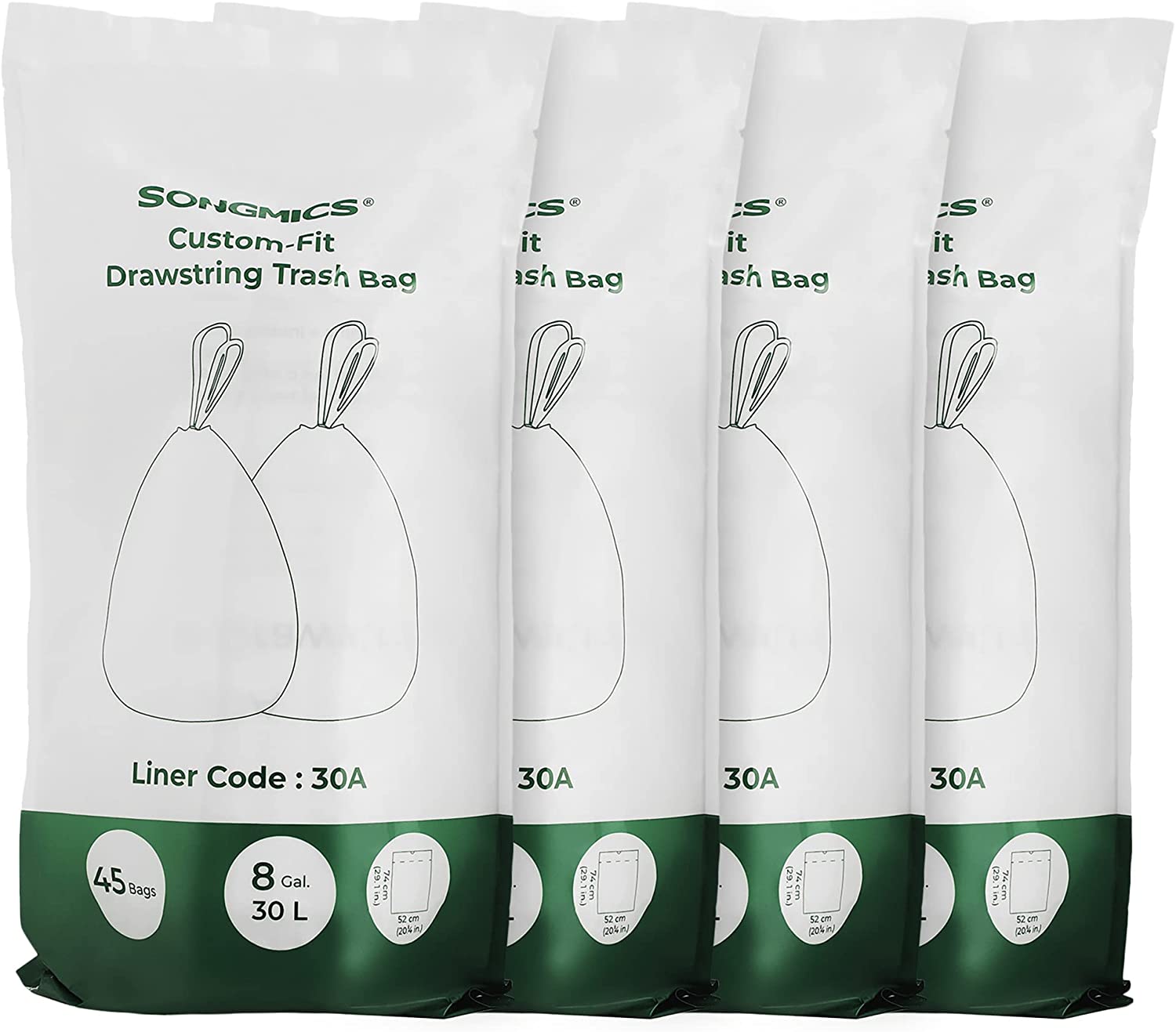8.5 Gal White Drawstring Trash Bags C62062