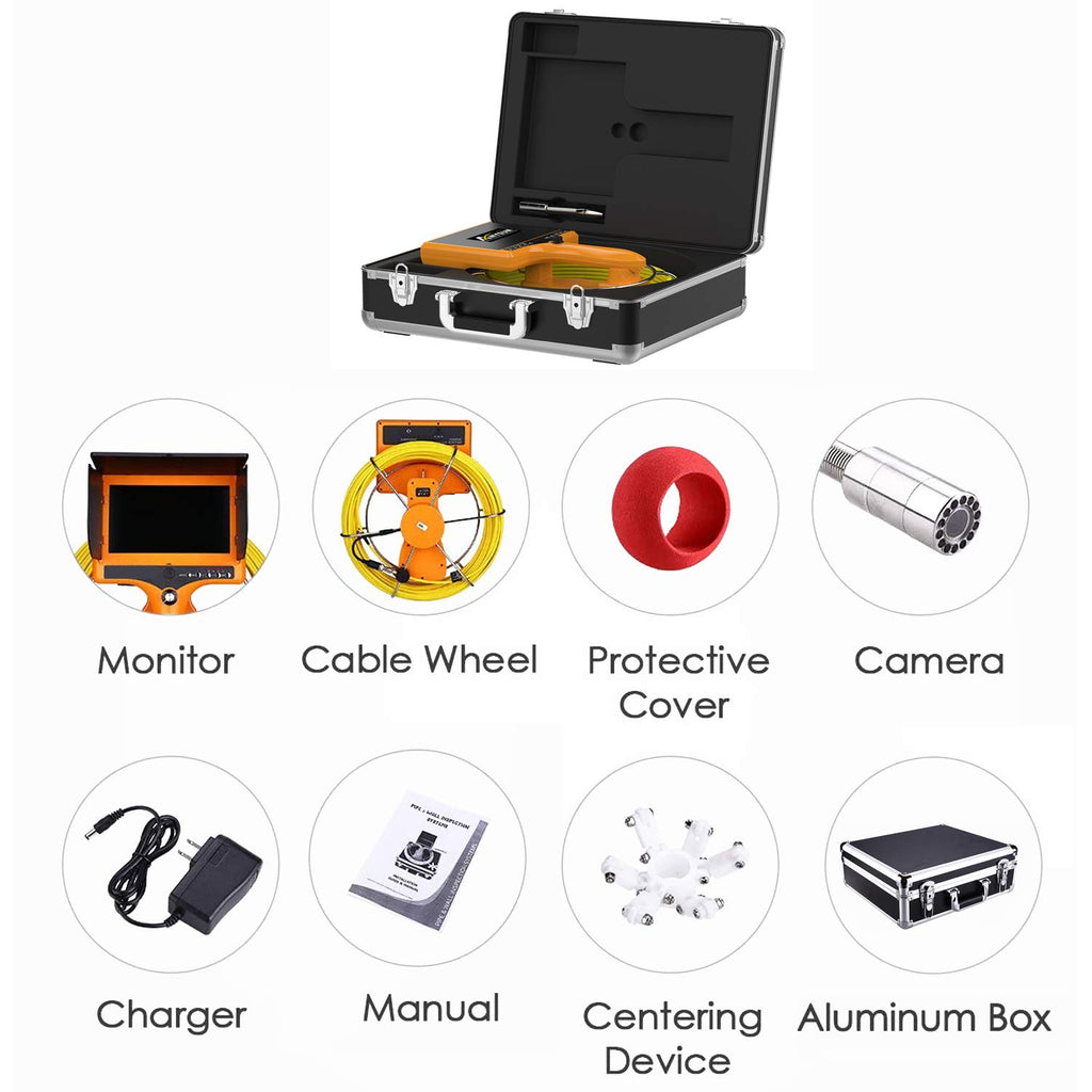 IP68 Waterproof Pipe Inspection Camera with 7TFT Monitor 20M/65ft W860389