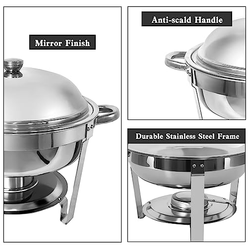 6 QT Round Stainless Steel Chafing Dish Buffet Set (2 Pack) S34447