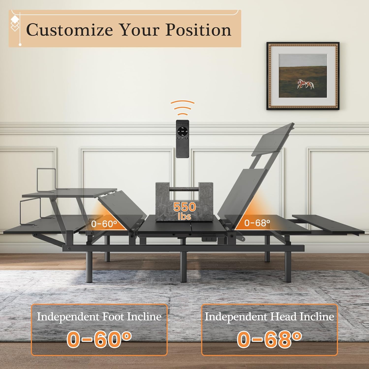 Adjustable Bed Frame with Wireless Remote and Zero Gravity Queen Size B48965