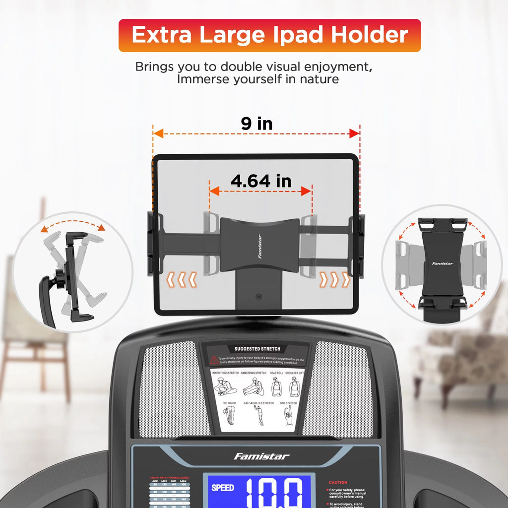 Portable Folding Treadmill 300 LB Capacity 15-Level Auto Incline W12665