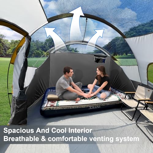 12-Person 3 Room Waterproof Windproof Family Tent with Carry Bag M836
