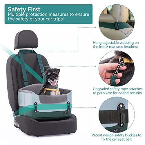 30 Inch Dog Booster Seat with 2 Safety Leashes and Detachable Inner W660