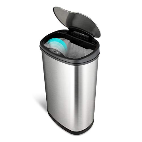 Stainless Steel Motion Sensor Trash Can, 50liters, Silver C12106