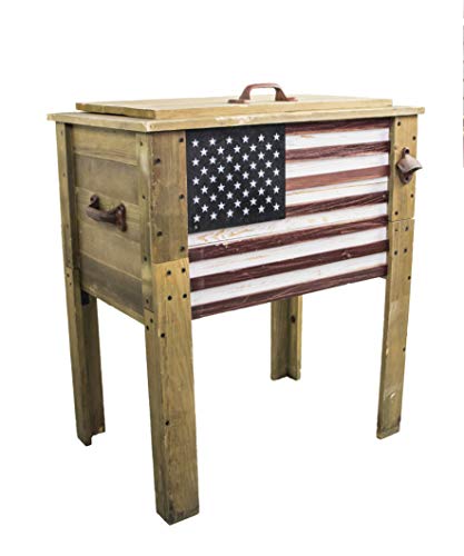Rustic Brown 87 Qt. Outdoor Beverage Cooler with Folding Side Tables S265