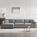 Beige Oversized Corduroy L Shaped Sectional Sofa with Chaise F576761