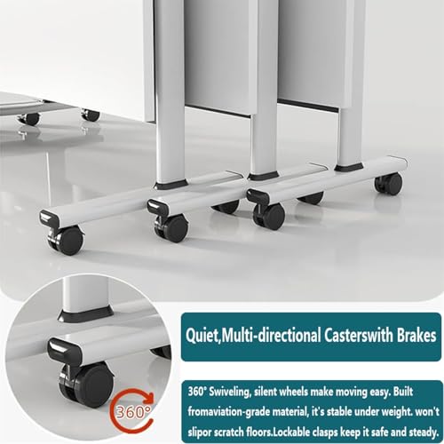 White Folding Conference Room Table with Silent Wheels S3361