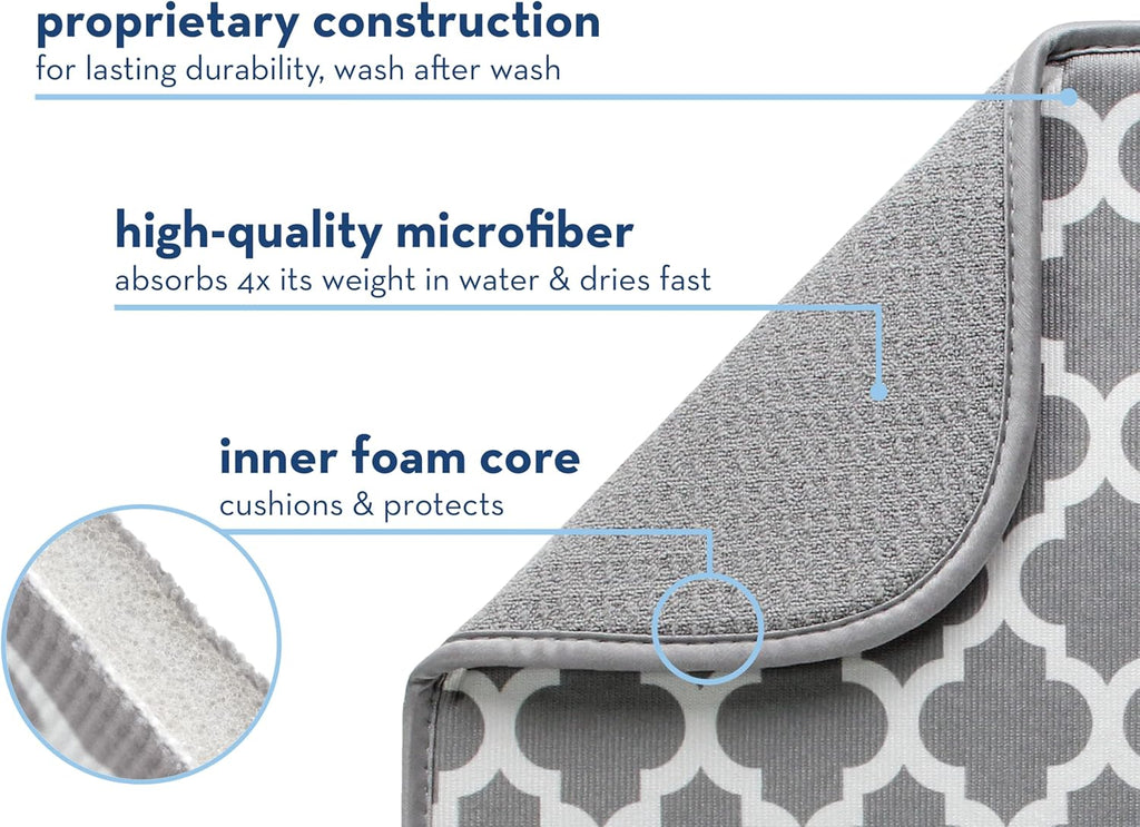 16 Inch x 18 Inch Absorbent Reversible Microfiber Dish Mat U511453