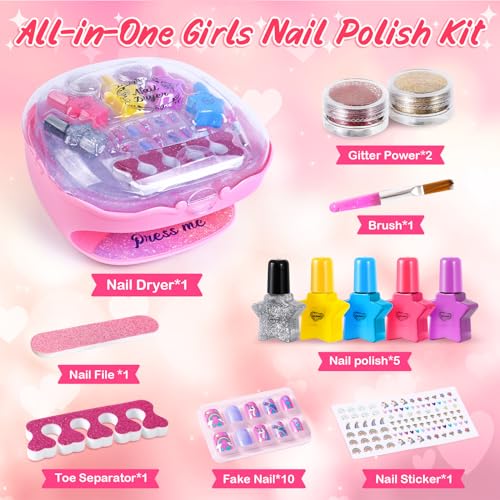 Nail Polish Kit with Pink Nail Dryer E69280