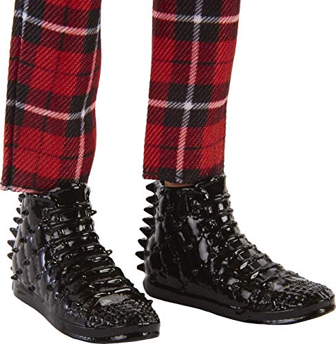 Barbie Ken Fashionistas Doll with Sculpted Brunette Ombre-Tipped Hair Wearing Sleeveless Tie-dye Shirt, Red Plaid Pants & Black Boots Z2146