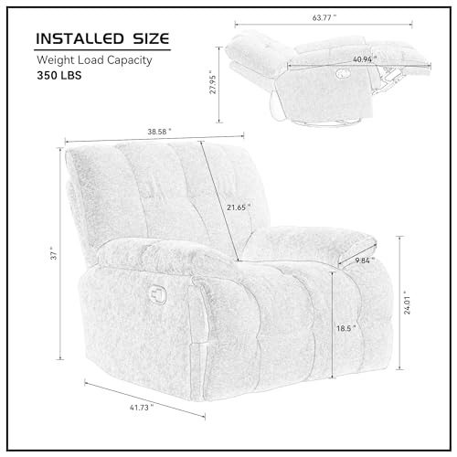 Cream White Oversized Velvet Rocker Recliner Chair I1616