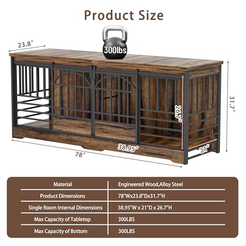 Brown Double Dog Crate Furniture with Divider J16053