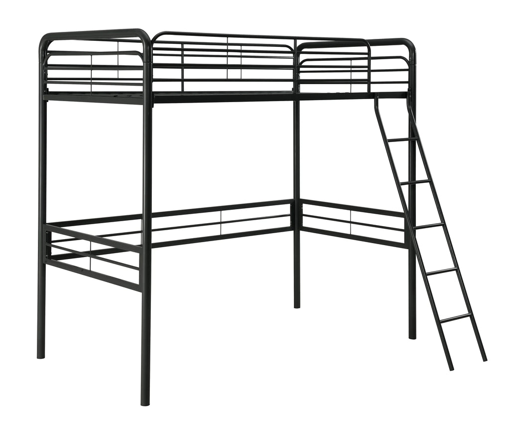 Black Twin Metal Loft Bed O748